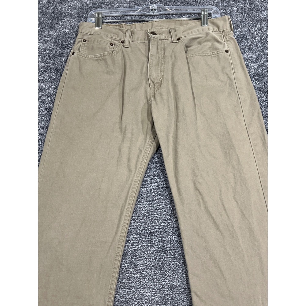 Levis 505 Regular Fit Khaki Tan Pants Mens 33x32 Straight Leg Cotton 00505-0718
